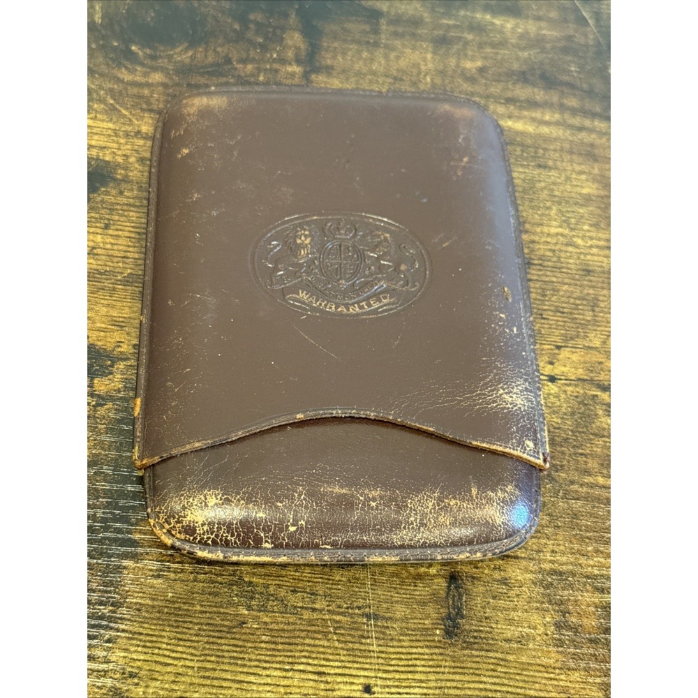 Antique Vintage Leather Cigar Case Dieu Et Mon Droit Crested Brown British Royal